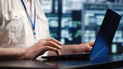 External hard drive connected to a laptop for data backup