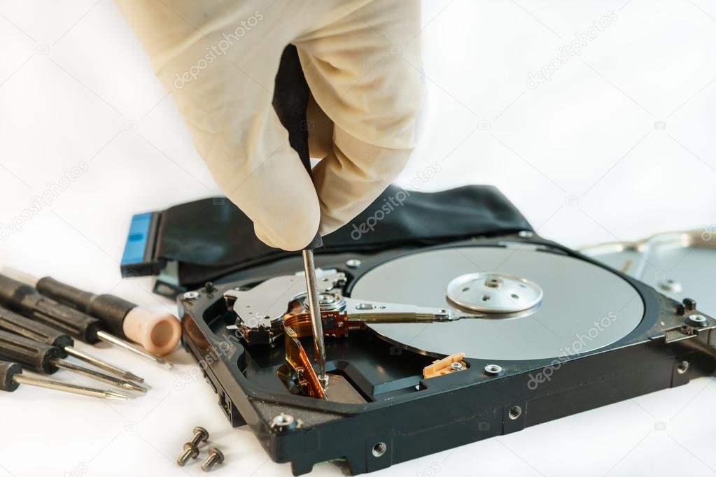 External hard drive connected to a computer for data recovery